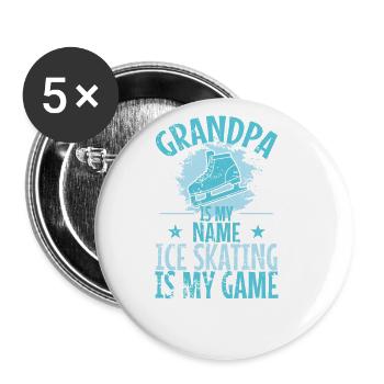 Grand-père est mon nom Le patinage sur glace est mon jeu - Lot de 5 grands badges (56 mm) - blanc - Devant