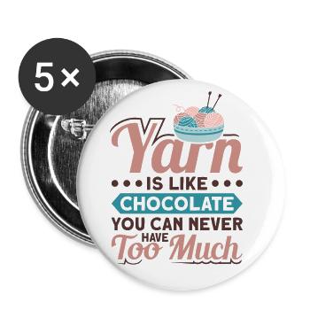 Handarbeit Stricken lustiger Strick Spruch - Buttons groß 56 mm (5er Pack) - Weiß - Vorne