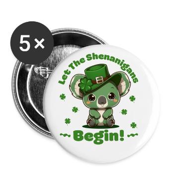 let the shenanigans begin Kleeblatt St Patricks - Buttons large 2.2''/56 mm (5-pack) - white - Front