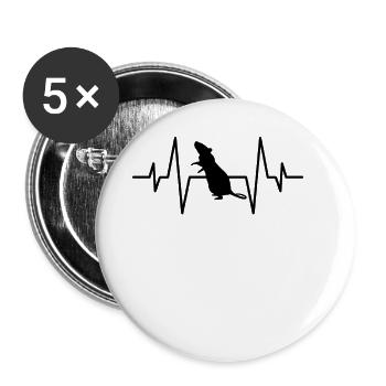 Maus Herzschlag - Buttons groß 56 mm (5er Pack) - Weiß - Vorne