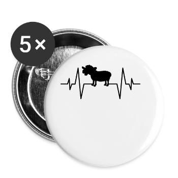 Schaf Herzschlag - Buttons groß 56 mm (5er Pack) - Weiß - Vorne