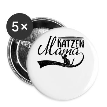 Katzen Mama - Buttons groß 56 mm (5er Pack) - Weiß - Vorne