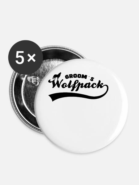 Bräutigam`s Wolfsrudel - Buttons groß 56 mm (5er Pack) - Weiß
