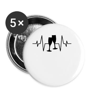 Sparkling wine heartbeat New Year - Buttons large 2.2''/56 mm (5-pack) - white - Front