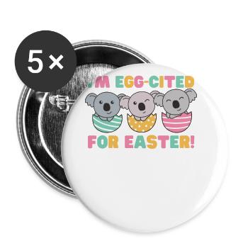 koalas doux pour Pâques avec œufs de Pâques koala - Lot de 5 grands badges (56 mm) - blanc - Devant