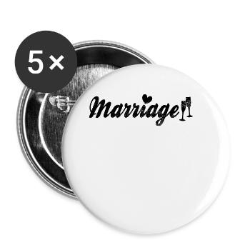 Ehe Hochzeit Schriftzug - Buttons groß 56 mm (5er Pack) - Weiß - Vorne
