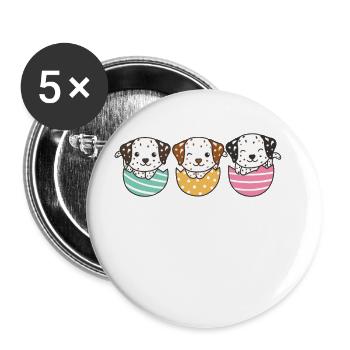 cute dogs at Easter with Easter eggs Dalmatians - Buttons large 2.2''/56 mm (5-pack) - white - Front
