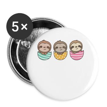 paresseux mignons à Pâques avec des œufs de Pâques paresseux - Lot de 5 grands badges (56 mm) - blanc - Devant