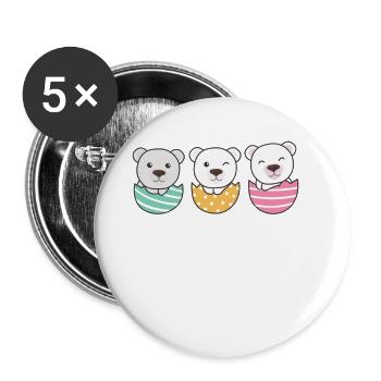 cute polar bears at Easter with Easter eggs polar bear - Buttons large 2.2''/56 mm (5-pack) - white - Front