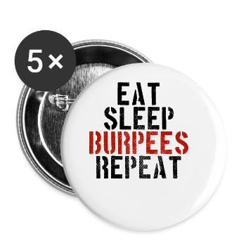 Manger des burpees endormis - Lot de 5 grands badges (56 mm) - blanc - Devant