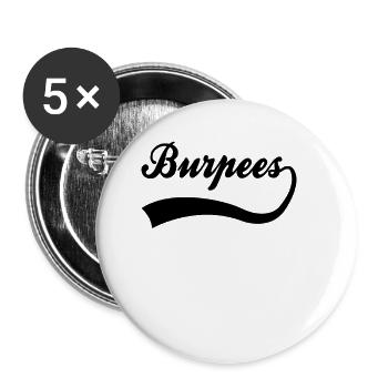 Lettrage de Burpee - Lot de 5 grands badges (56 mm) - blanc - Devant