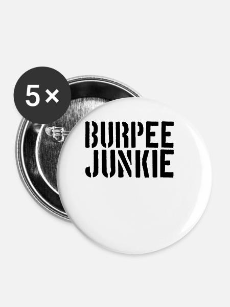 Burpee Junkie - Buttons groß 56 mm (5er Pack) - Weiß