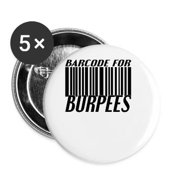 Code à barres Burpee - Lot de 5 grands badges (56 mm) - blanc - Devant