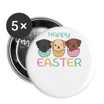 cute dogs at Easter with Easter eggs Labrador - Buttons large 2.2''/56 mm (5-pack) - white - Front
