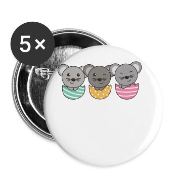 cute mice at Easter with Easter eggs mouse - Buttons large 2.2''/56 mm (5-pack) - white - Front