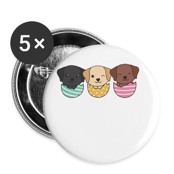 cute dogs at Easter with Easter eggs Labrador - Buttons large 2.2''/56 mm (5-pack) - white - Front