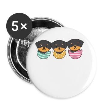 cute dogs at Easter with Easter eggs Rottweiler - Buttons large 2.2''/56 mm (5-pack) - white - Front