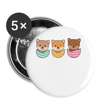 cute dogs for Easter with Easter eggs Shiba Inu - Buttons large 2.2''/56 mm (5-pack) - white - Front