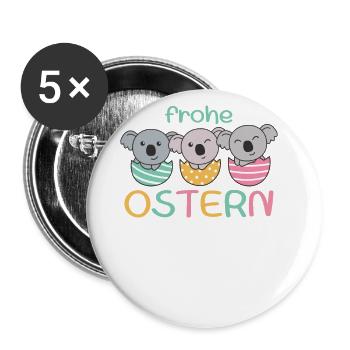 süße Koalas zu Ostern mit Ostereiern Koala - Buttons groß 56 mm (5er Pack) - Weiß - Vorne