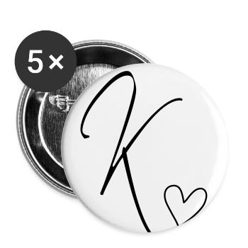 Letter K Letter-K Calligraphy - Buttons large 2.2''/56 mm (5-pack) - white - Front