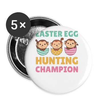 cute monkeys at Easter with Easter eggs monkey - Buttons large 2.2''/56 mm (5-pack) - white - Front