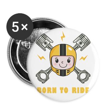 Motorrad TO RIDE Geburt Schwangerschaft - Buttons groß 56 mm (5er Pack) - Weiß - Vorne
