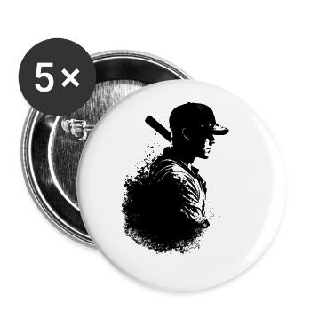 Baseball Spieler Silhouette - Buttons groß 56 mm (5er Pack) - Weiß - Vorne