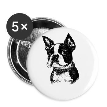 Boston Terrier - Buttons large 2.2''/56 mm (5-pack) - white - Front
