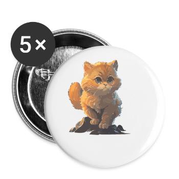 Cat cute cat drawing - Buttons large 2.2''/56 mm (5-pack) - white - Front