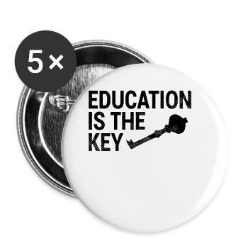 Education Key Saying - Buttons large 2.2''/56 mm (5-pack) - white - Front