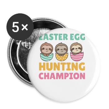 cute sloths at Easter with Easter eggs sloth - Buttons large 2.2''/56 mm (5-pack) - white - Front
