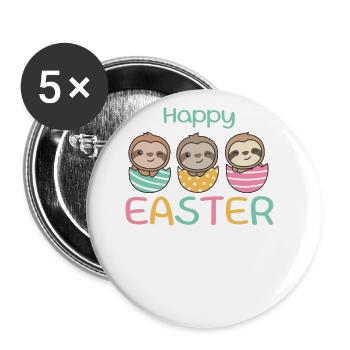 paresseux mignons à Pâques avec des œufs de Pâques paresseux - Lot de 5 grands badges (56 mm) - blanc - Devant