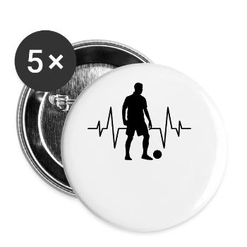 Battement de cœur du football - Lot de 5 grands badges (56 mm) - blanc - Devant