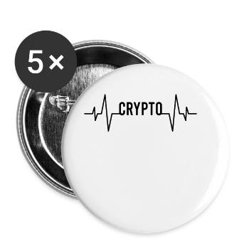 Krypto Kryptowährung Herzschlag - Buttons groß 56 mm (5er Pack) - Weiß - Vorne