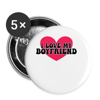 I love my boyfriend - Buttons large 2.2''/56 mm (5-pack) - white - Front