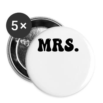 Mr. und Mrs. Partnerlook - Buttons groß 56 mm (5er Pack) - Weiß - Vorne