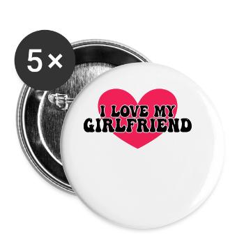 I love my girlfriend - Buttons large 2.2''/56 mm (5-pack) - white - Front
