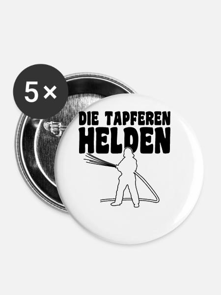 Feuerwehr Tapfere Helden - Buttons groß 56 mm (5er Pack) - Weiß
