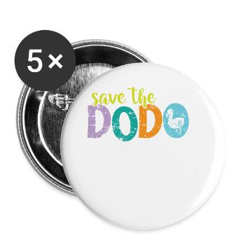 Sauvez l’oiseau Dodo de l’île Maurice - Lot de 5 grands badges (56 mm) - blanc - Devant