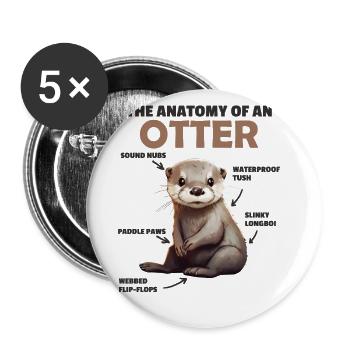 süße Otter Erklärung Anatomy of an Otter - Buttons groß 56 mm (5er Pack) - Weiß - Vorne