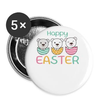 cute polar bears at Easter with Easter eggs polar bear - Buttons large 2.2''/56 mm (5-pack) - white - Front