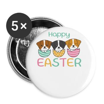cute dogs for Easter with Easter eggs Jack Russell - Buttons large 2.2''/56 mm (5-pack) - white - Front