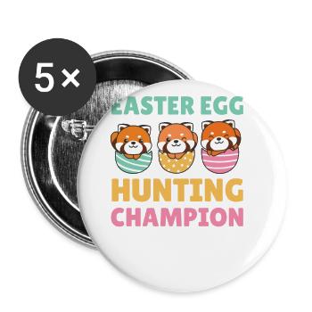 süße Roter Pandas zu Ostern mit Ostereiern Roter - Buttons groß 56 mm (5er Pack) - Weiß - Vorne