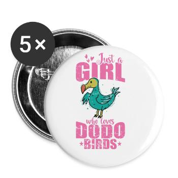 Just a Girl who loves Dodo Birds Mauritius - Buttons large 2.2''/56 mm (5-pack) - white - Front