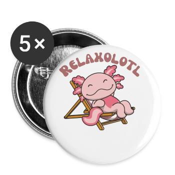 Relaxolotl Axolotl amoureux doux animaux relax - Lot de 5 grands badges (56 mm) - blanc - Devant
