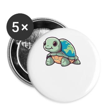 Schildkröte mit Erde Umweltschutz Welt Erde Tag - Buttons groß 56 mm (5er Pack) - Weiß - Vorne