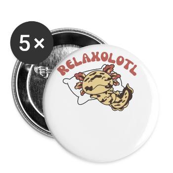 Relaxolotl Axolotl amoureux doux animaux relax - Lot de 5 grands badges (56 mm) - blanc - Devant