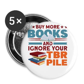 Book lover design with books for literature - Buttons large 2.2''/56 mm (5-pack) - white - Front