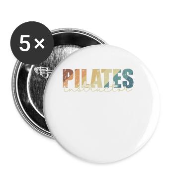 Pilates Instructeur Fitness Powerhouse - Lot de 5 grands badges (56 mm) - blanc - Devant