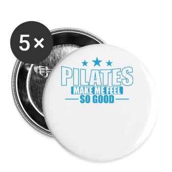 Pilates Make me feel so good Powerhouse - Buttons groß 56 mm (5er Pack) - Weiß - Vorne